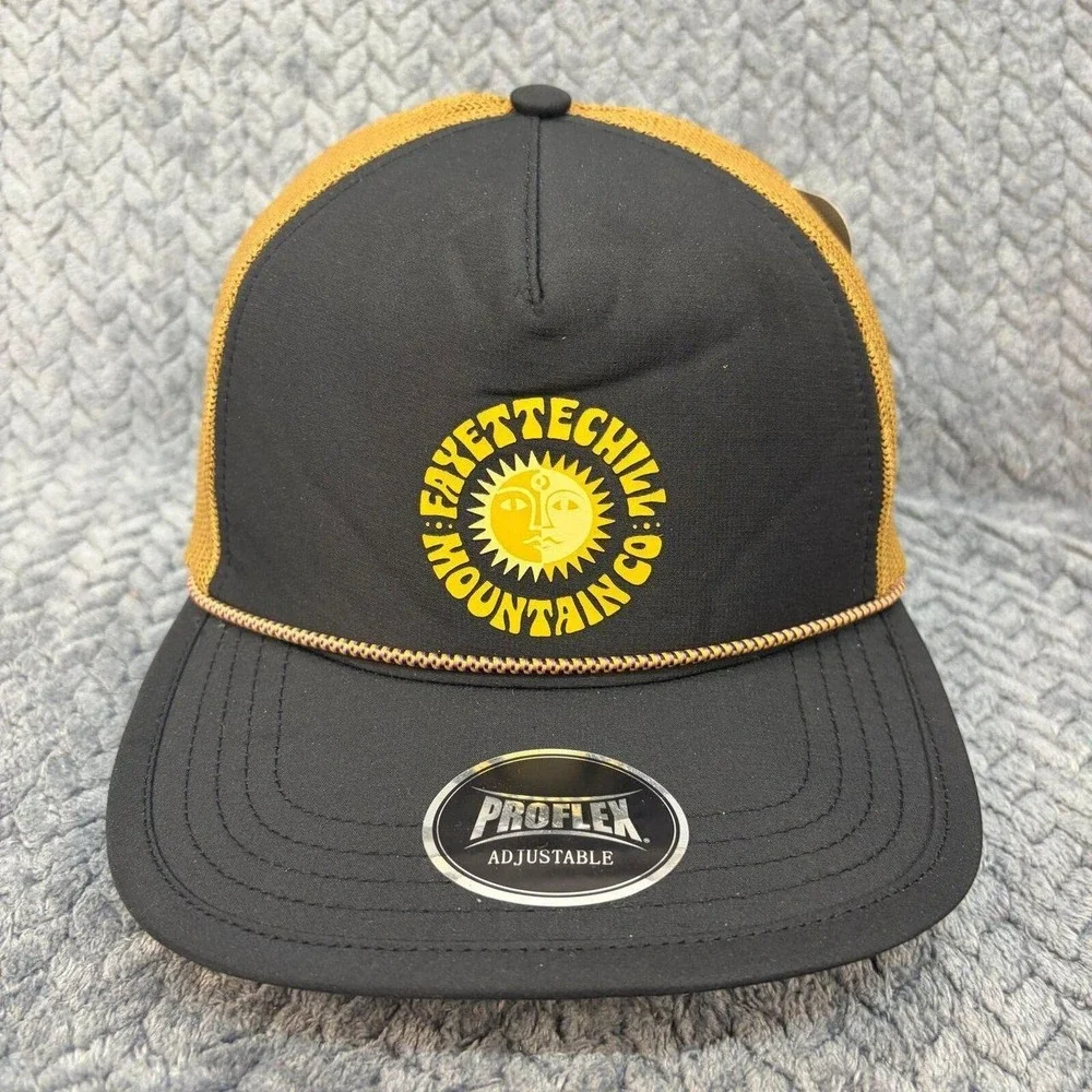 Fayettechill Mountain Co Proflex Trucker Hat Black Gold Snapback FC239081 NEW